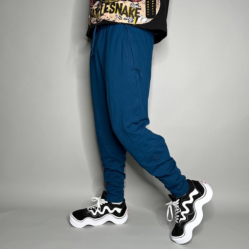 Vintage Y2K Adidas Joggers Mens M Ocean Blue Cotton Sweatpants Subtle Logo